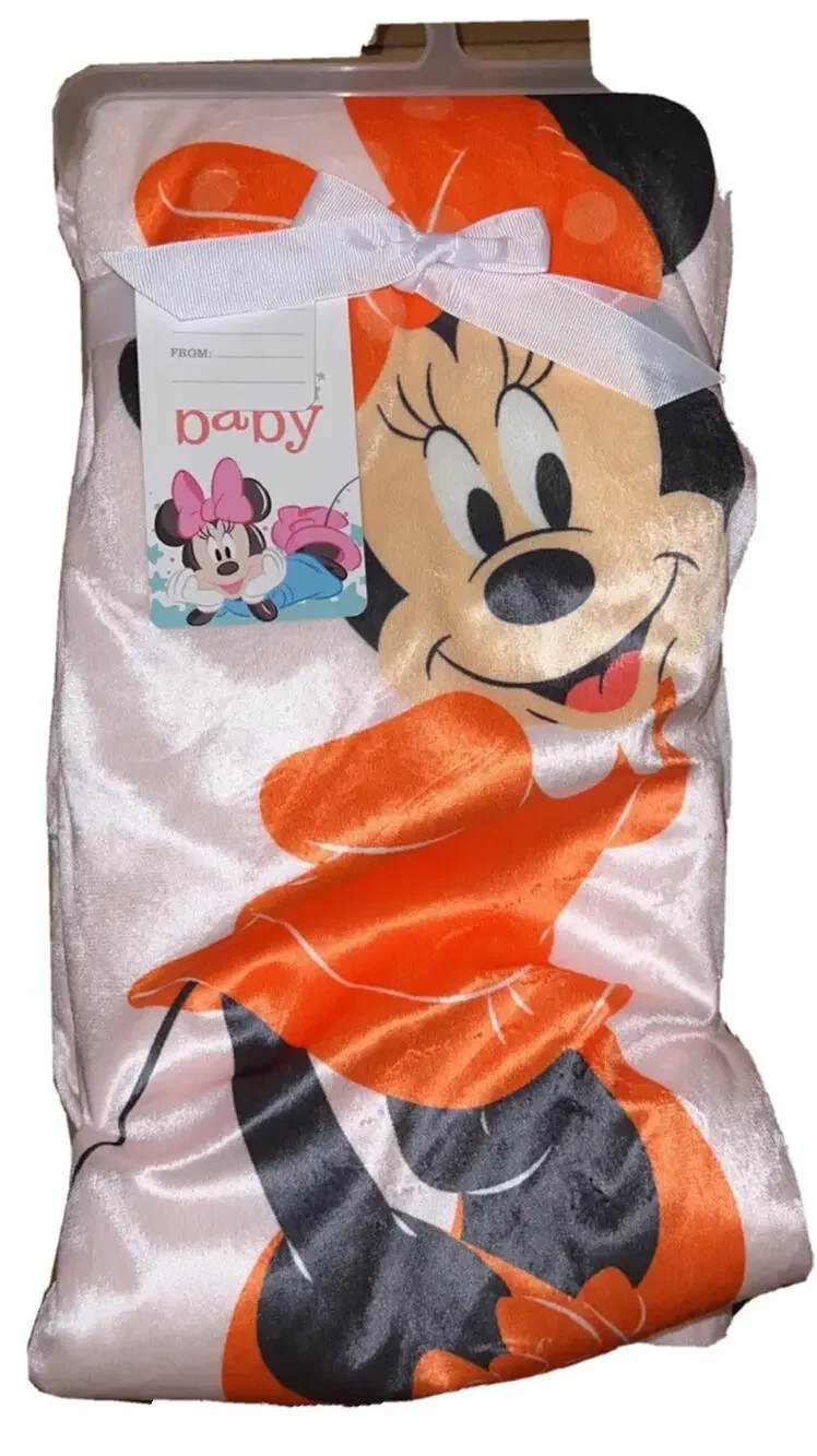Disney Baby Minnie Mouse Halloween Pumpkin Fleece Blanket Lovey Sherpa 30x40